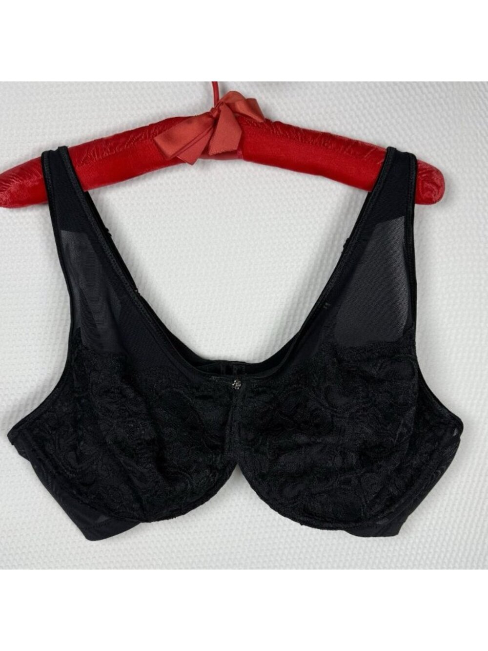 Breezies Mesh and Lace Unlined Underwire Bra, Black 46D #A381392